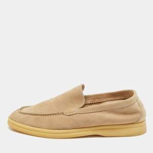 Loro Piana Beige Suede Summer Walk Loafers Size 36.5