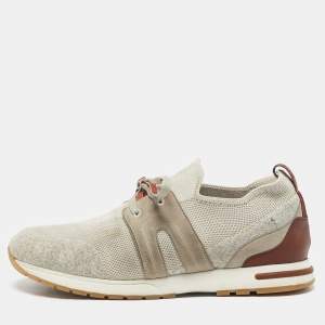 Loro Piana Grey Knit Fabric 360 LP Flexy Walk Sneakers Size 39