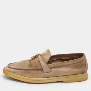 Loro Piana Beige Suede Summer Charms Walk Loafers Size 36.5