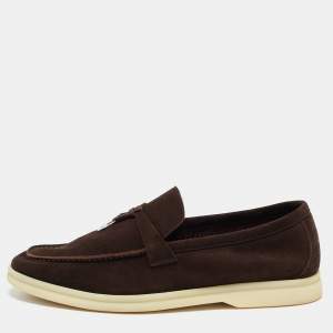 Pre Owned Loro Piana Brown Suede Summer Charms Walk Loafers Size 39