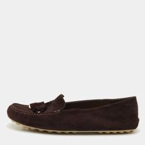 Loro Piana Brown Suede Dot Sole Walk Loafers Size 41