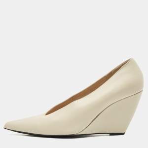 Loro Piana Cream Leather Wedge Pumps Size 41