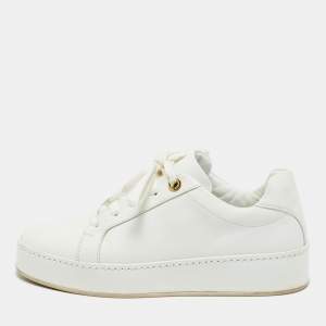 Pre Owned Loro Piana White Leather Nuages Lace Up Sneakers Size 36