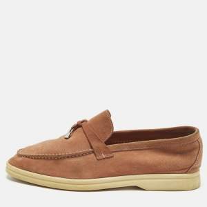 مملوكة مسبقًا حذاء لوفرز لورو بيانا سامر والك سويدي وردي بدلايات سليب أون مقاس 38