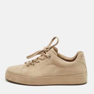 Pre Owned حذاء رياضي لورو بيانا نويجس سويذي وردي باستيل منخفض من أعلى مقاس 38