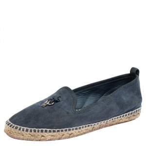 Loro Piana Blue Suede Summer Charms Walk Espadrille Flats Size 38