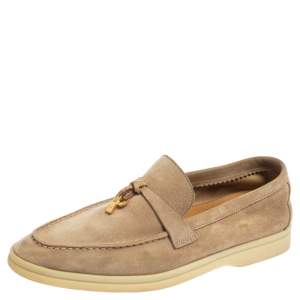 Pre Owned Loro Piana Beige Suede Summer Charms Walk Loafers Size 36.5