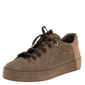 Pre Owned Loro Piana Brown Suede Nuages Low Top Sneakers Size 40