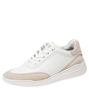 Pre Owned Loro Piana Beige/Grey Suede And Leather  Low Top Sneakers Size 36