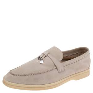 Pre Owned Loro Piana Beige Suede Summer Charm Walk Moccasins Size 37