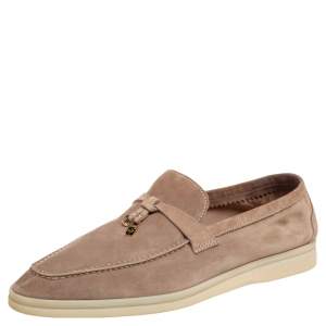 Pre Owned Loro Piana Brown Suede Summer Charms Walk  Loafers Size 40