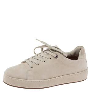 Pre Owned Loro Piana Grey Suede Nuages Low Top Sneakers Size 38