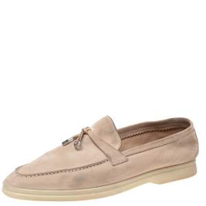 Pre Owned Loro Piana Beige Suede Summer Charms Walk  Loafers Size 41