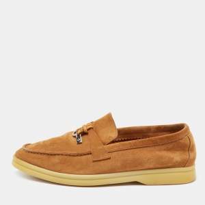 Pre Owned Loro Piana Light Brown Suede Summer Charms Walk Loafers Size 36