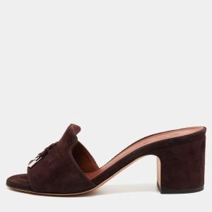 Loro Piana Brown Suede Summer Charms Sandals Size 35