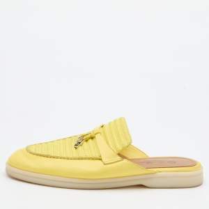 Pre Owned Loro Piana Yellow Leather Summer Charms Walk Babouche Loafers Size 37.5