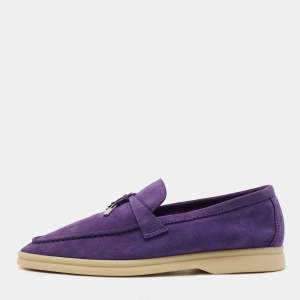 Pre Owned Loro Piana Purple Suede Summer Charms Walk Loafers Size 38