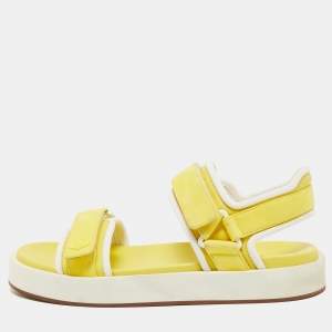 Loro Piana Yellow Leather Waikiki Flat Sandals Size 37