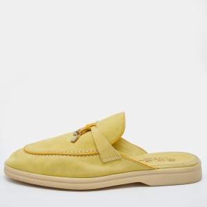 Loro Piana Yellow Leather Summer Charms Walk Babouche Loafers Size 38