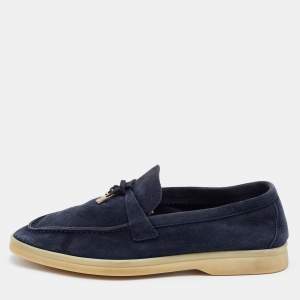 Loro Piana Blue Suede Summer Charms Walk Loafers Size 36.5