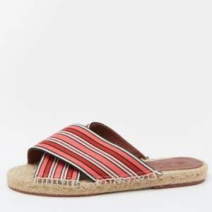 Loro Piana Multicolor Fabric Criss Cross Flat Espadrilles Size 38