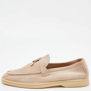 Loro Piana Pink Suede Summer Charms Walk Slip On Loafers Size 41