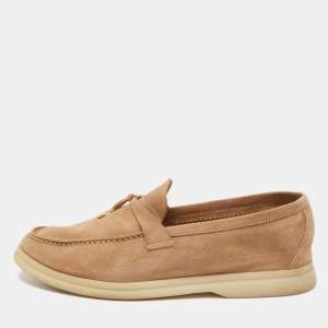 Loro Piana Brown Suede Summer Charms Walk Loafers Size 38.5