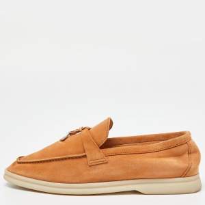 Loro Piana Orange Suede  Summer Charms Walk  Loafers Size 37