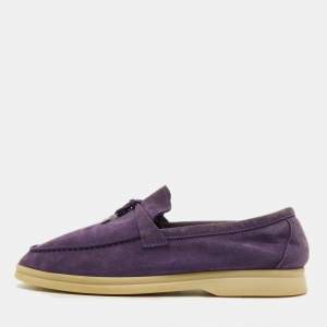 Loro Piana Purple Suede Summer Charms Walk Loafers Size 39