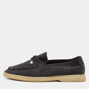 Loro Piana Navy Blue Suede Summer Charms Walk  Loafers Size 40.5