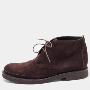 Pre Owned Loro Piana Burgundy Suede Namib Walk Ankle Boots Size 37.5