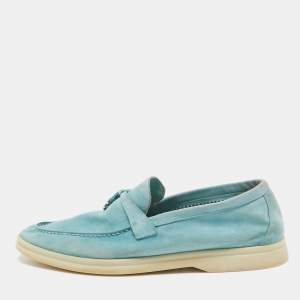 Pre Owned Loro Piana Blue Suede Summer Charms Walk Loafers Size 41
