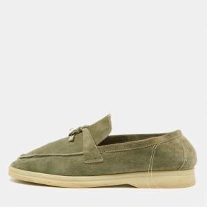 Loro Piana Green Suede Summer Charms Walk Loafers Size 39