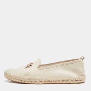 Loro Piana Light Grey Suede My Charms Espadrille Flats Size 41