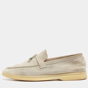 Pre Owned Loro Piana Grey Suede Charms Walk  Loafers  Size 37.5