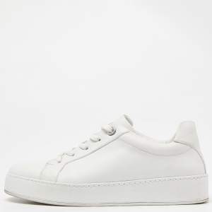 Pre Owned Loro Piana White Leather Nuages Sneakers Size 37.5