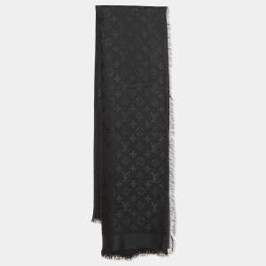 Louis Vuitton Black Silk & Wool Classique Monogram Shawl