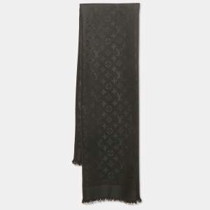 Louis Vuitton Black Silk & Wool Monogram Classic Shawl