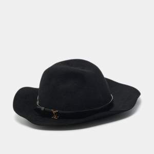 Pre Owned Louis Vuitton Black Rabbit Felt In Love Fedora Hat M