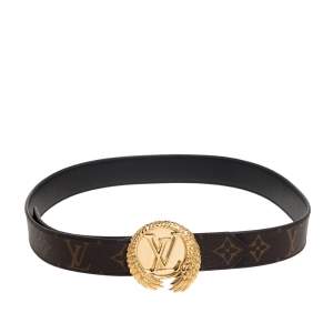 مملوكة مسبقًا Louis Vuitton Black Monogram Canvas and Leather Angel Wing Belt 80 CM