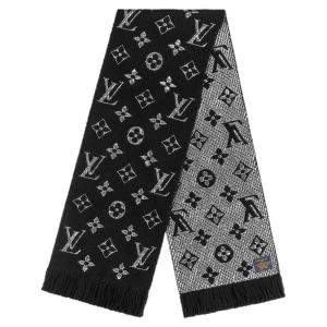 Pre Owned Louis Vuitton Black Logomania Shine Scarf