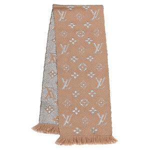 Pre Owned Louis Vuitton Beige Logomania Shine Scarf