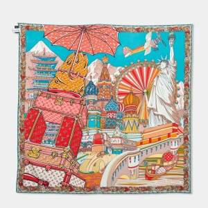 مملوكة مسبقًا وشاح لوي فيتون ذا ورلد أيز يورز حرير متعدد الألوان