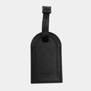 Pre Owned Louis Vuitton Black Leather Luggage Name Tag