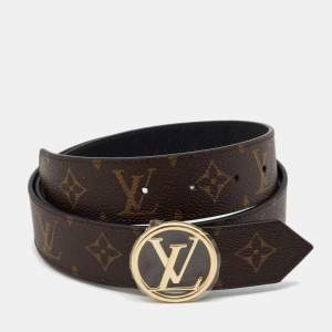 Louis Vuitton Black Monogram Canvas LV Circle Reversible Belt 85CM