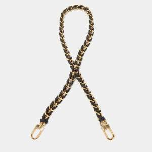 Pre Owned Louis Vuitton Black Braided Leather Chain Shoulder Bag Strap