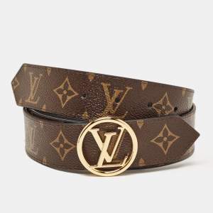 Pre Owned Louis Vuitton Black Monogram Canvas LV Circle Reversible Belt 85 CM