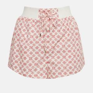 Pre Owned Louis Vuitton White Monogram Print Cotton Mini Shorts S
