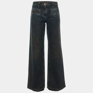 Pre Owned Louis Vuitton Dark Blue Denim Flared Jeans M/Waist 30"