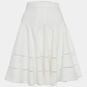 مملوكة مسبقًا تنورة لويس فيتون ميني بيضاء جاكار مقوسة مقاس متوسط